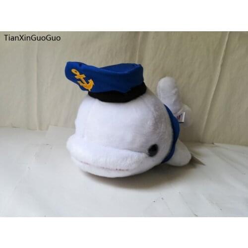 About 23cm white dolphin plush toy navy suits dolphin soft doll baby toy Christmas gift h1029