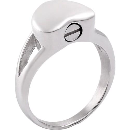 IJZ9106 Heart Finger Ring For Cremation Ashes Size#6 #7 #8 #9 Cremation Rings Stainless Steel Ashes Jewelry Keepsakes