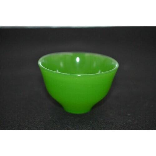 Chinese natural jade green glass Handmade tea cup wine cup
