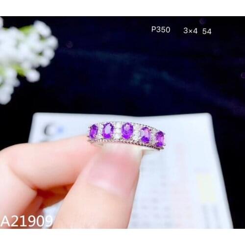 KJJEAXCMY fine jewelry 925 sterling silver inlaid natural amethyst ladies ring support detection luxury