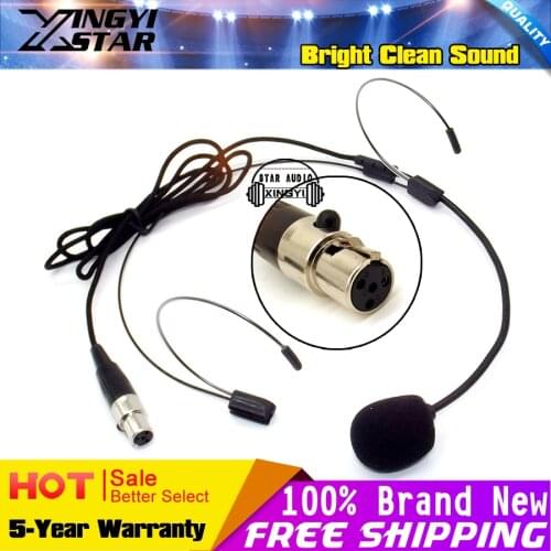 Mini XLR 4 Pins TA4F Connector Double Earhook Mic Condenser Headset Microphone For Shure Wireless System Beltpack Transmitter T1