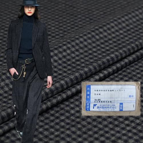 Red Raspberry Japanese Black Grey Plaid Wollen Wool Fabrics 100%Wool Material Women Suits Pants Sewing Cloth Tailor Freeshipping