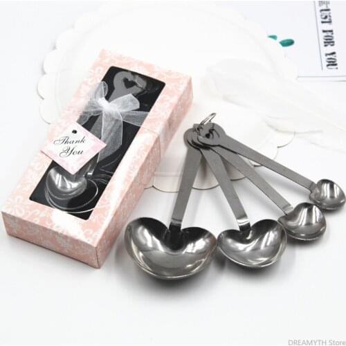 Stainless steel heart-shaped measuring spoon 4-piece set, wedding supplies, wedding gifts for couples, 20PCS