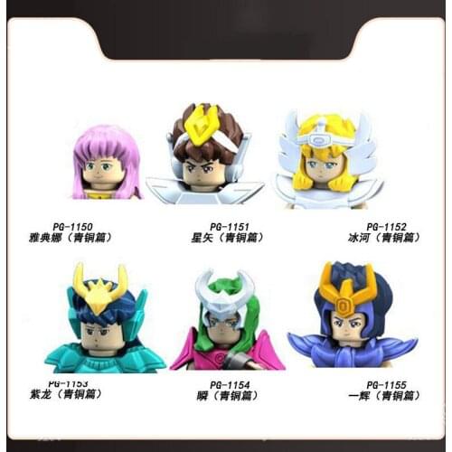 Saint Seiya Anime Mini Figures Hyoga Shiryu Ikki Athena Bricks Toy Building Blocks Assembled Model Educational Child Toys