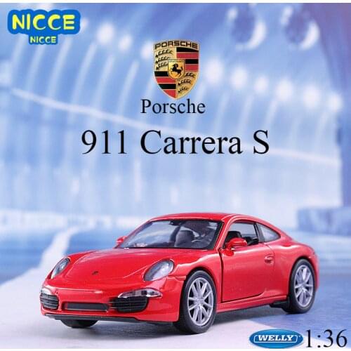 WELLY Diecast Car 1:36 Porsche 911 Carrera S Sports Car Pull Back Car Model Car Metal Alloy Toy Car For Kid Gifts Collection