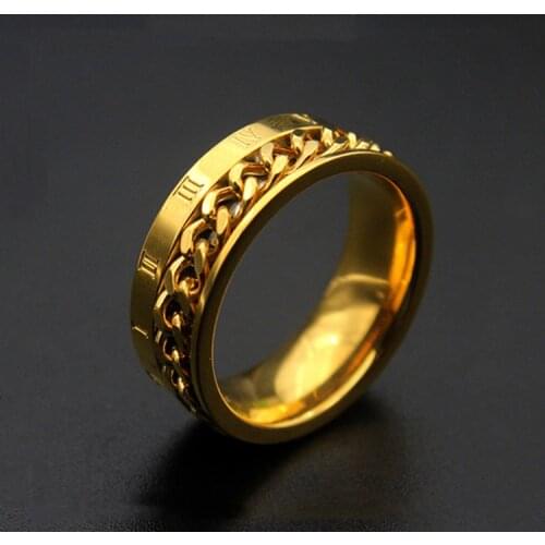 Fashion titanium steel digital ring stainless steel digital rotating ring new simple ring hot sale