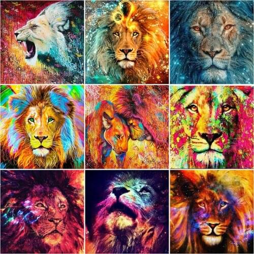 MomoArt 5D Diamond Painting Lion Crafts Diamond Embroidery Animal Full Drill Square Mosaic Cross Stitch Kits Home Decoration