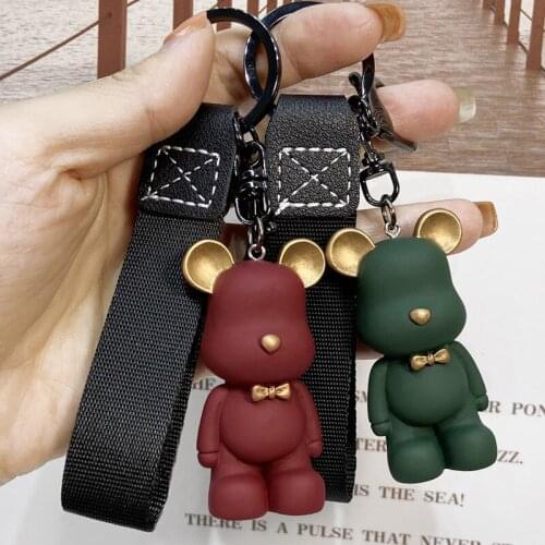 Cartoon Animal Couple Pendant Car Keychain Net Red Female Nordic Bow Tie Bear Ins Bag Ornaments Couple Gift