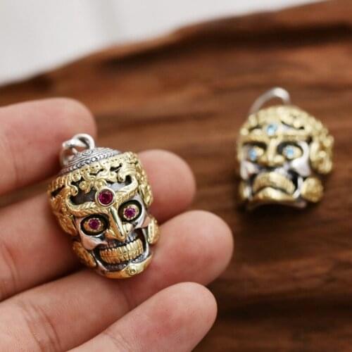 Wholesale S925 Sterling Silver Jewelry Vintage Thai Silver Thai Buddha Braided Personality Punk Men And Women Pendants