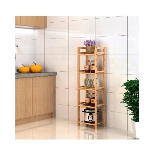 Bedroom shelf Living room floor kitchen storage Nanzhu bathroom accept simple multi-storey balcony solid wood