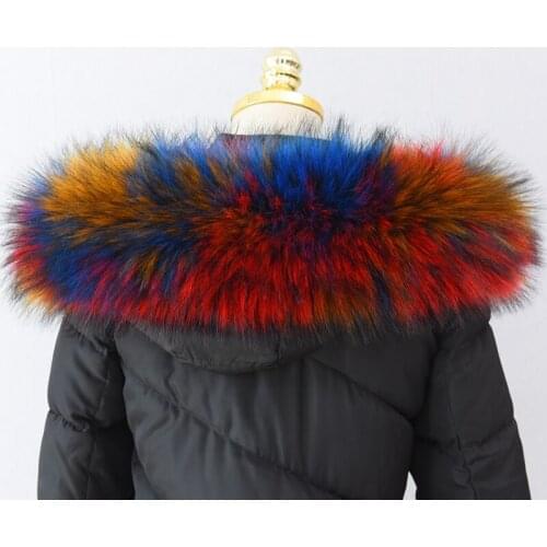 New Faux Raccoon Fur Collar Women Jackets Down Coat Hood Accessories Winter Warm Imitate Raccoon fur Scarf Luxury Women Collar