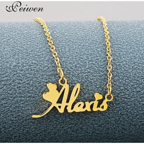 Any Personalized Name Necklace Stainless Steel Pendant Fashion Font Custom Name Necklace For Women Men Letter Necklaces Choker