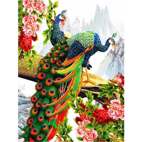Scenery Birds Diamond Embroidery Painting Peacocks Mosaic Rhinestone Stickers Wall Decor New Arrival Puzzle Picture Diamond Dots