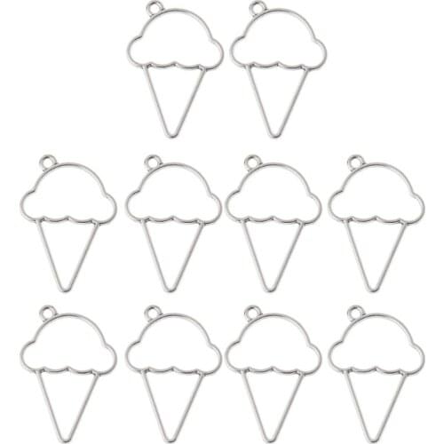 10Pcs Ice Cream Cone Resin Frame Pendant Open Bezel Setting Resin Jewelry Making