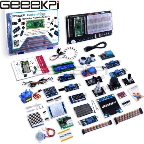 Raspberry Pi Pico Kit USB Cable Jumper Wire Tilt Switch OLED Display Relay Module LCD Display Servo Stepper Motor Driver Board