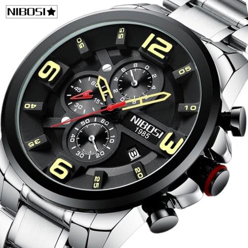 Relogio Masculino NIBOSI Brand New Fashion Men Watches Full Steel Waterproof Sport Quartz Watch Men Luxury Business Male Watch