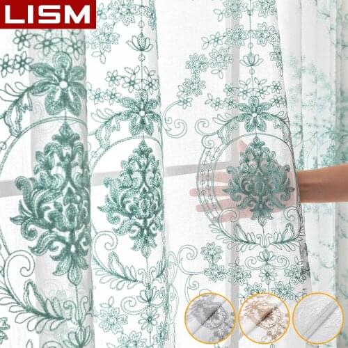 LISM Embroidered Sheer Curtains for Living Room Bedroom Kitchen Voile Curtains for the Room Drapes Window Treatment Decorations