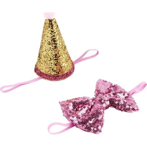 Pet Dog Happy Birthday Hat Puppy Cap With Bowknot Headband Headwear Accessory