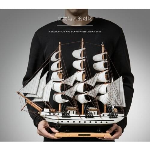 TOP COOL # 2020 HOME office company ROOM Business Ornament - Everything is going smoothly Wood Sailboat FENG SHUI Mascot Statue