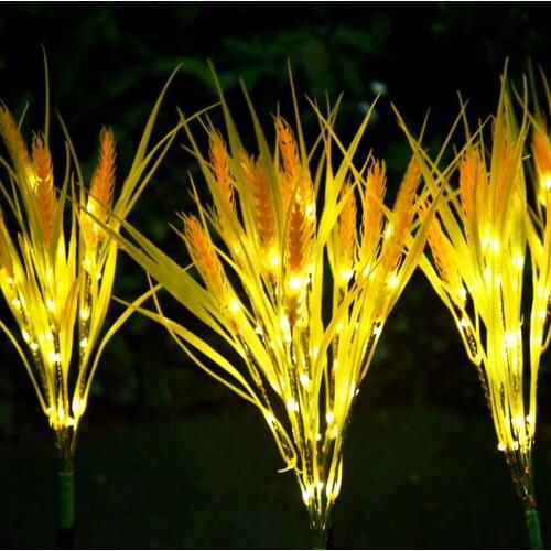 2pcs Outdoor LED Solar Wheat Ear Lamp Outdoor Waterproof Garden Decoration Courtyard Lamp Fairy Simulation Lawn Christmas Lamp