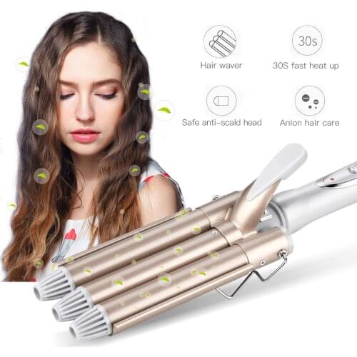 3 Barrel Curling Iron Wand Professional Tourmaline Ceramic Fast Heating 1 Inch Hair Waver Curler Hair Waving Styling Tools