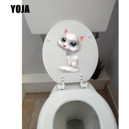 YOJA 16.8*24CM Hand-Painted Cartoon Cat Home Room Decor Wall Sticker Toilet Decals T1-0079