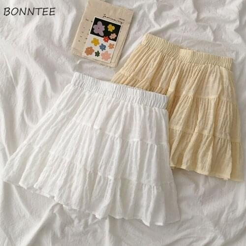 Skirts Women Mini Folds A-LINE Harajuku Mujer School Girls Sexy Cute Soft Simple All-match Female Fashion High Waist Streetwear