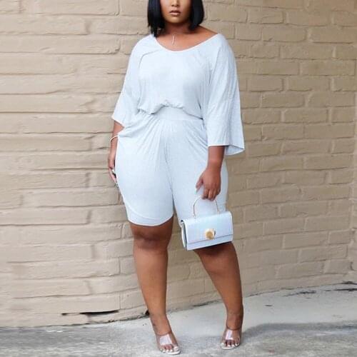 2 Pieces Sets Women Outfits Shorts Plus Size Solid Blouse & Pants Causal Fashion High Street Wear Outfits 2 Pieces Matching Sets