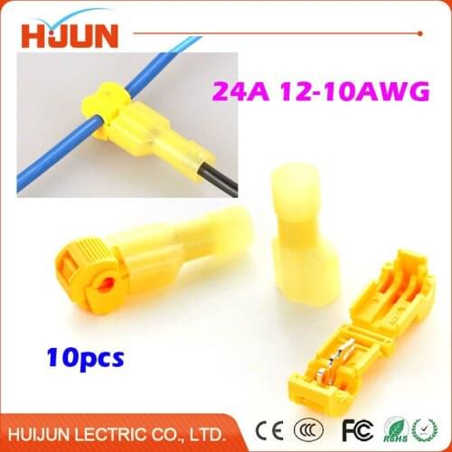 10pcs/lot Yellow Quick Splice Wire Connector Scotch Lock Male Spade Crimp Terminal for Soft Wire 4-6mm2 12-10AWG