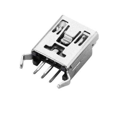 10PCS Mini USB Type B Female 5 Pin DIP 2 pin Bent foot Vertical Leg PCB Socket Connector