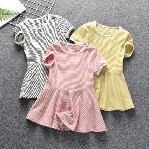 2020 Summer Girls Shirts Dress Kids Dresses For Girl Baby Toddler T-Shirts Children Clothes Cotton Short Sleeve Vestidos JW7770
