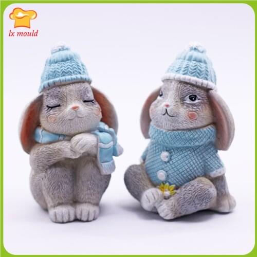 3D Rabbit Small, Silicone Mold Mould Chocolate Clay Soap Candle Wax Resin