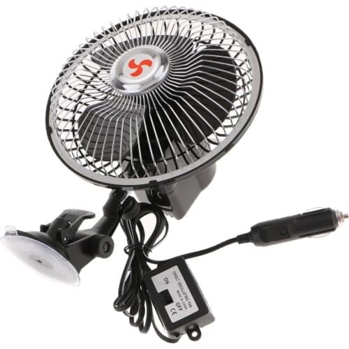 6'' 12V Car Vehicle Truck Windshield Electric Fan Cooling System Suction Cup -360° Adjustable