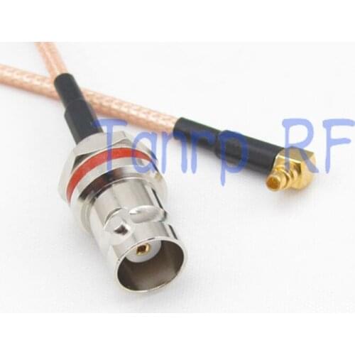 6in MMCX male right angle to mini BNC female nut bulkhead RF adapter connector 15CM Pigtail coaxial jumper cable RG316