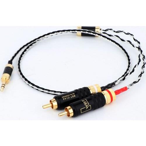 Hifi3.5mm to 2RCA Audio Auxiliary Adapter Stereo 3.5 mm Splitter Cable AUX RCA Y Cord for Smartphone Speakers Tablet