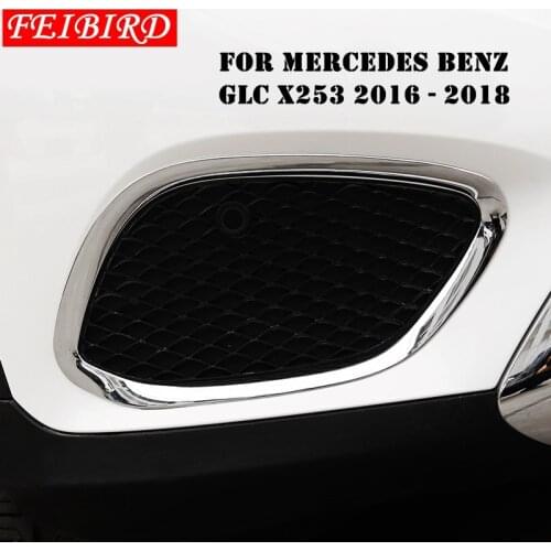 Auto Accessory Accessories For Mercedes Benz GLC X253 2016 2017 2018 2019 ABS Front Fog Lights Cover Molding Trim Bright Silver