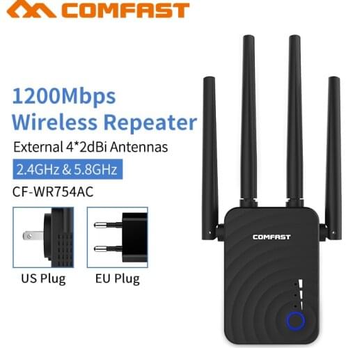 Wireless Wifi Extender 1200mbps Wifi Repeater/Router Dual Band 2.4&5Ghz Wifi Network Booster long Range Wi-fi Signal Amplifier