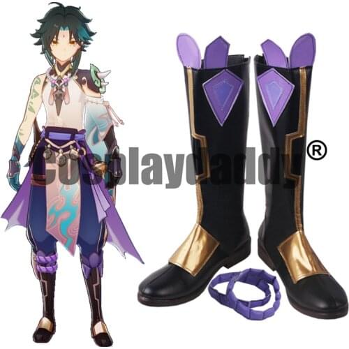 Genshin Impact Liyue Adeptus Vigilant Yaksha Xiao Alatus, the Golden-Winged King Cosplay Shoes Boots S008