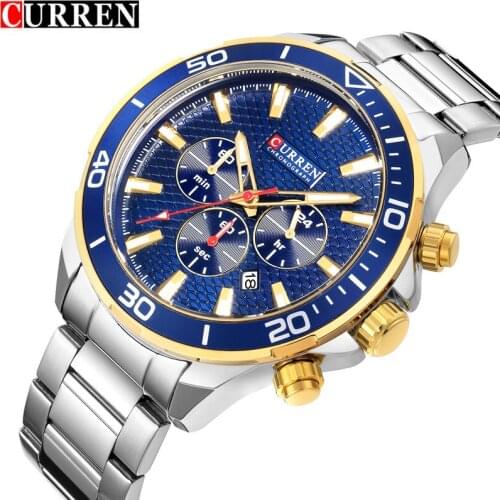 Curren Mens Watches Top Brand 2019 New Luxury Gold Black Men Quartz Watch Stainless Steel Waterproof Clock Relogio Masculino