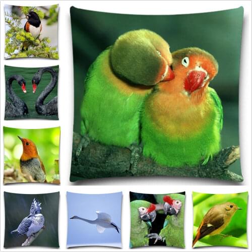 Animals Black swan Bedroom Throw Pillows Cases Magpie Colorful Parrot Sofa Cushion covers Autumn Decorative Pillows Covers