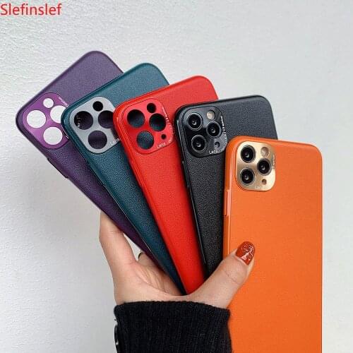 Solid Color Full Protection lens Phone Case For iPhone 11 Pro Max 7 8 Plus X XS Candy Color hard plastic Leather Cover