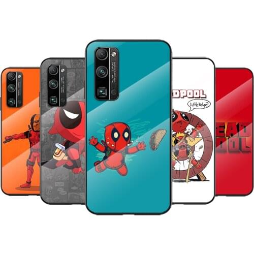 Tempered Glass Cover Deadpool Marvel Cartoon For Huawei Honor 30 20 10 9X 8X Pro Plus Lite Shockproof Shell Phone Case