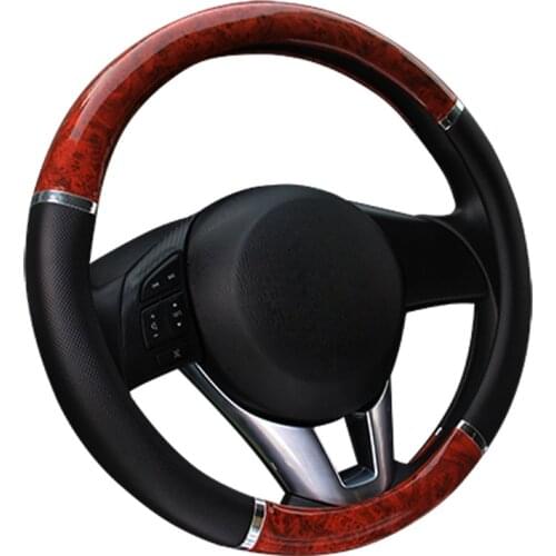 Car Steering Wheel Cover For 37 - 38 CM 14.5"-15" M Size Carbon Fiber Peach Wood Pattern Auto Braid on Steering-Wheel Cover