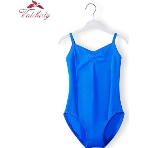 Kids Cotton Ballet Bodysuit Leotard Blue Girls Ballerina Dance Costume Clothing