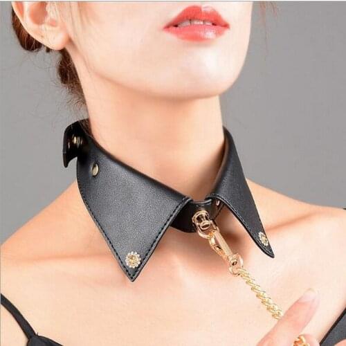 Erotic SM leather collar black bondage men and women flirting sex toys