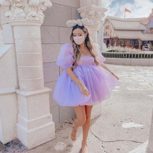 Violet Cute Classic Boat Neck Skirts Tulle Ruffles Mini Princess Dresses To Birthday Party Photograph Plus Size