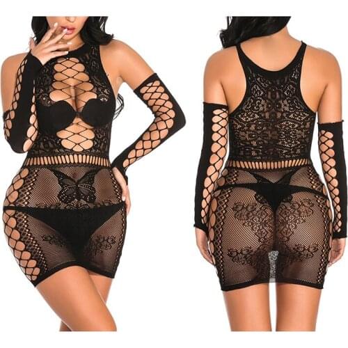 Women Sexy See Through Mesh Hollow Dress Summer Style Black Gray mesh Patchwork Package Hip Dress Sexy Sleveless Dress