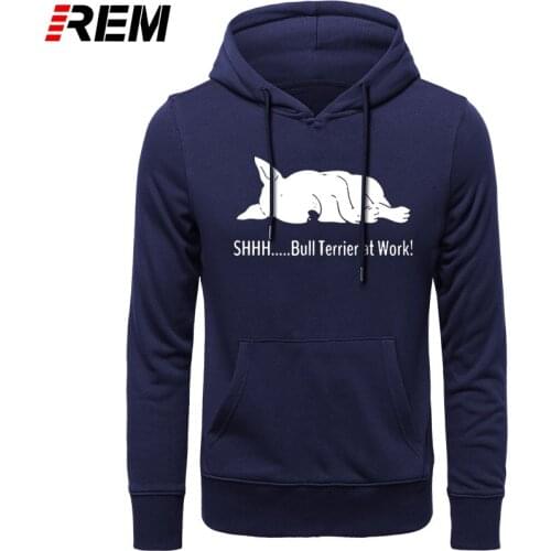 REM Hoodies, Sweatshirts Bull Terrier At Work Funny Graphic Fashion New Cotton long Sleeve O-Neck