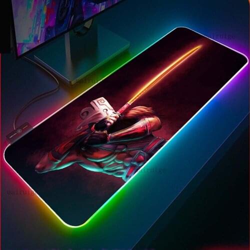 Gaming Mouse Pad The Last Samurai Rgb Laptop PC Gaming Accessories LED Backlight Gamer Keyboard Mat Mouse Pad Anime Gaming Desk