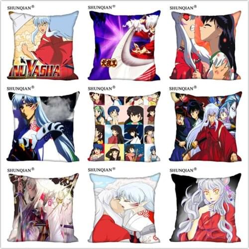 Customized Pillow Cover The Japanese anime InuYasha Decorative Pillowcase Square Zipper Pillow Cover 20X20cm 35X35cm 40x40cm